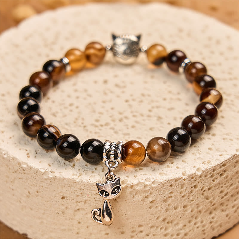 Buddha Stonesチョコレートシャム猫 ダークブラウン ストライプ守護ブレスレット - image 3