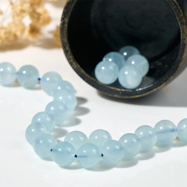 Buddha Stones天然アクアマリン招き猫キャットピースブレスレット - image 6