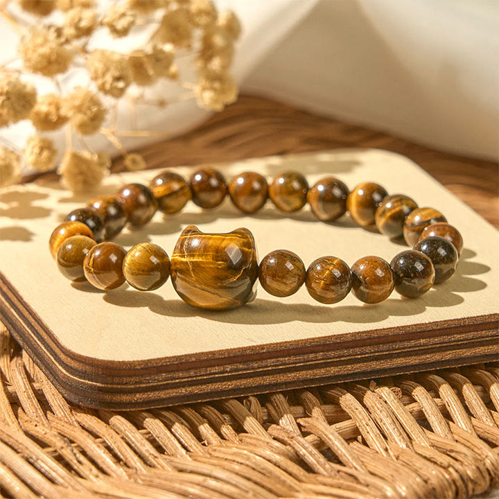 Buddha Stonesかわいい猫タイガーアイパワービーズブレスレット - image 1