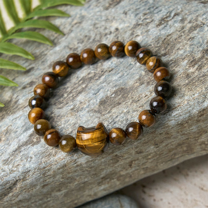 Buddha Stonesかわいい猫タイガーアイパワービーズブレスレット - image 5