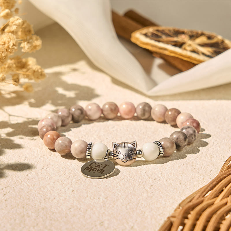 Buddha Stones猫の頭のデザイン ゼブラジャスパー守護ブレスレット - image 2
