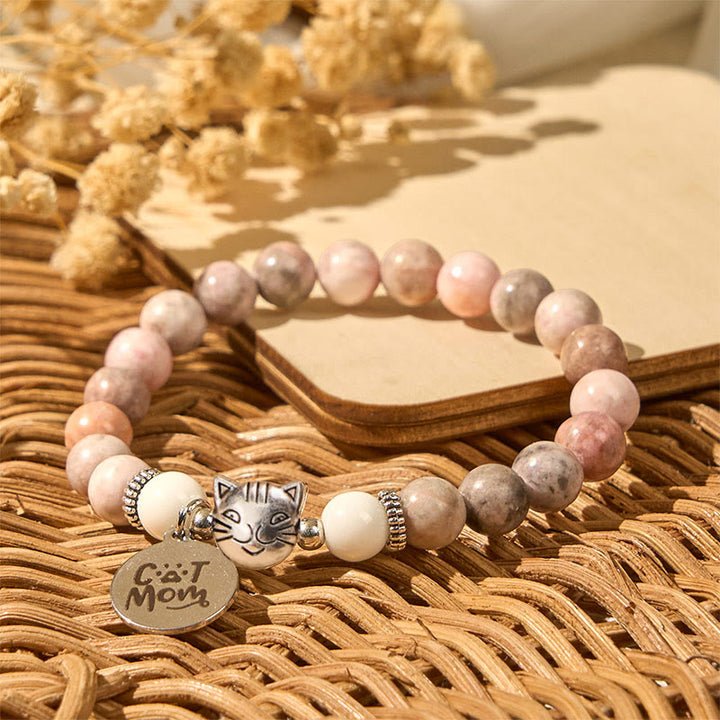 Buddha Stones猫の頭のデザイン ゼブラジャスパー守護ブレスレット - image 4