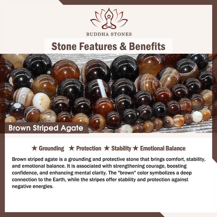 Buddha Stonesチョコレートシャム猫 ナチュラルブラウンストライプアゲートビーズ スタビリティブレスレット - image 8