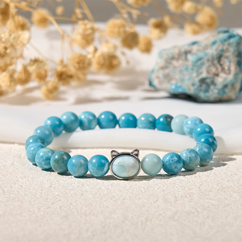 Buddha Stones天然猫ラリマーウィズダムビーズブレスレット - image 1
