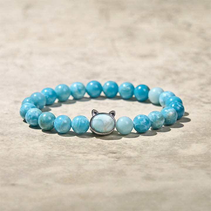 Buddha Stones天然猫ラリマーウィズダムビーズブレスレット - image 6