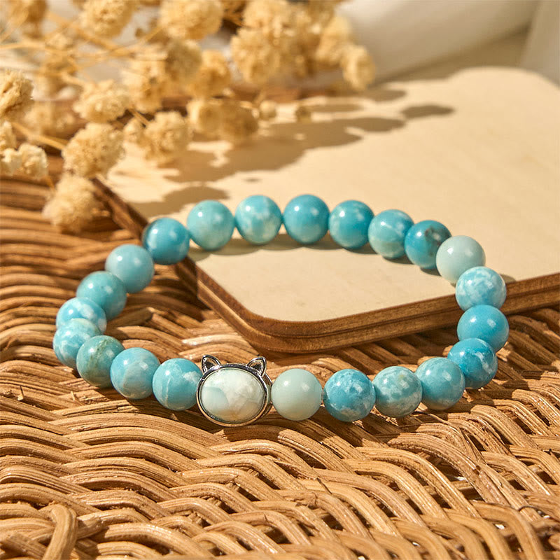 Buddha Stones天然猫ラリマーウィズダムビーズブレスレット - image 3