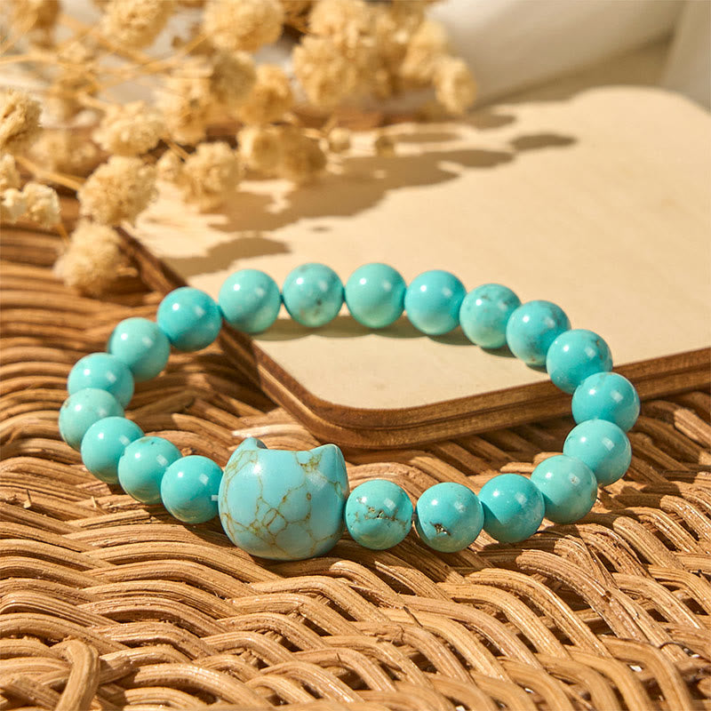 Buddha Stonesナチュラルキャットターコイズ パワービーズブレスレット - image 4