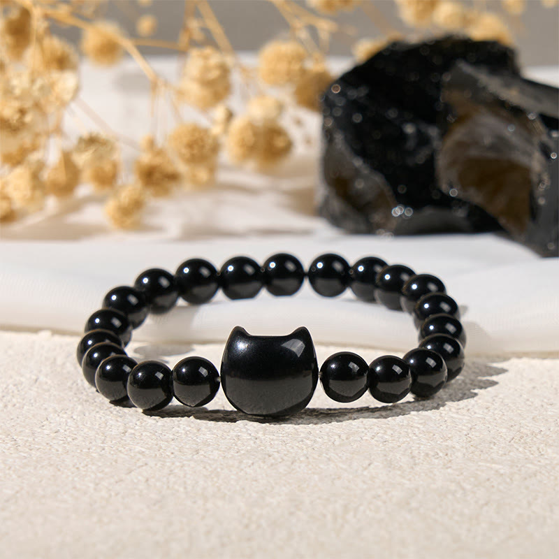 Buddha Stones黒猫 天然ブラックオニキス守護ブレスレット - image 3
