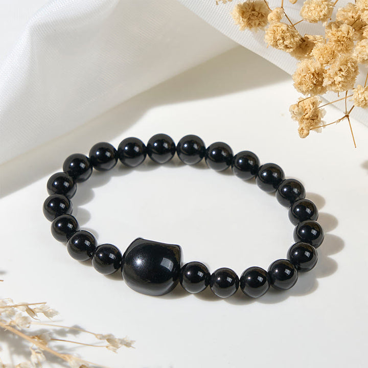 Buddha Stones黒猫 天然ブラックオニキス守護ブレスレット - image 4