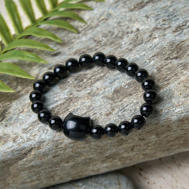 Buddha Stones黒猫 天然ブラックオニキス守護ブレスレット - image 9