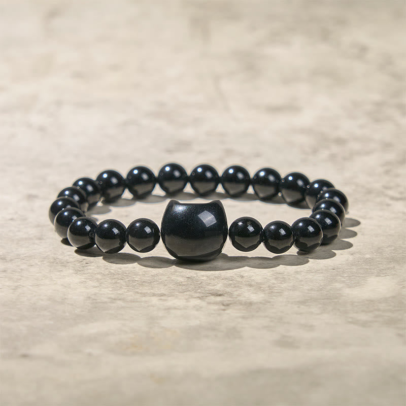 Buddha Stones黒猫 天然ブラックオニキス守護ブレスレット - image 8