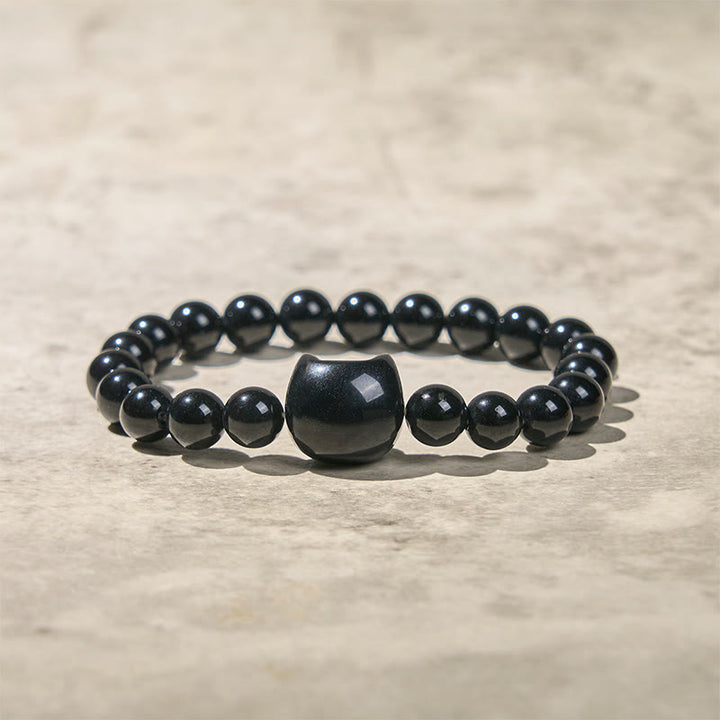 Buddha Stones黒猫 天然ブラックオニキス守護ブレスレット - image 8