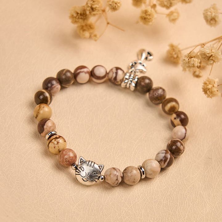 Buddha Stonesゼブラジャスパー アゲートビーズ幸運を呼ぶブレスレット - image 2