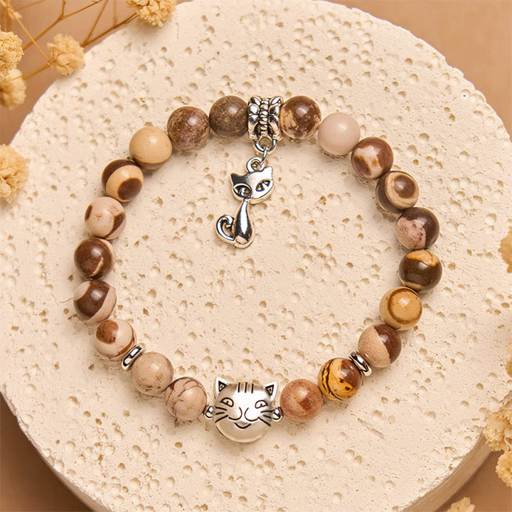 Buddha Stonesゼブラジャスパー アゲートビーズ幸運を呼ぶブレスレット - ゼブラジャスパー（手首周り15～16cm） - image 0