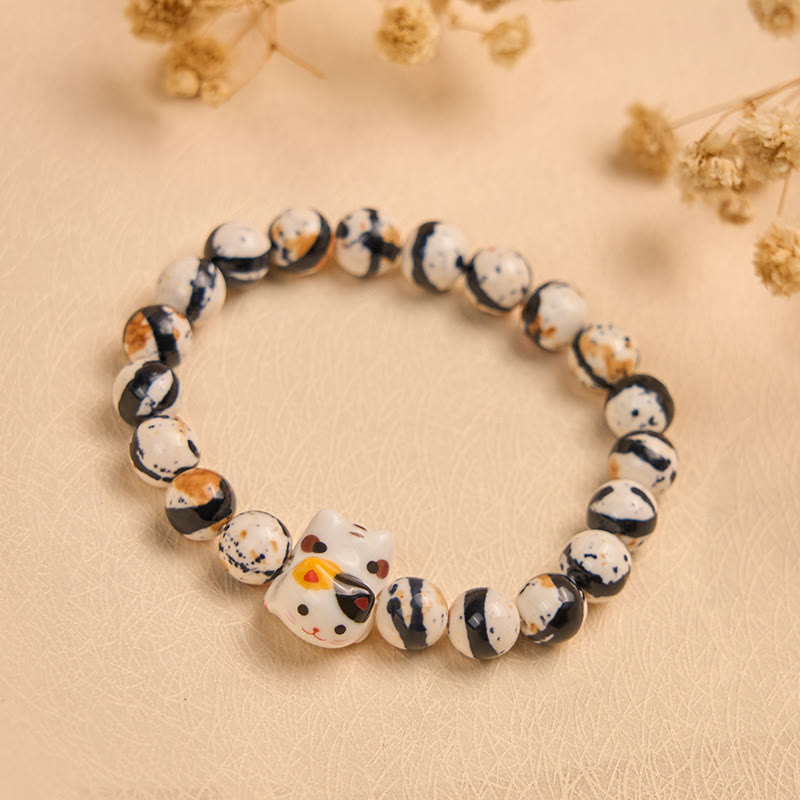 Buddha Stones三毛猫 天然石 セラミック 子猫 頭強さブレスレット - image 3