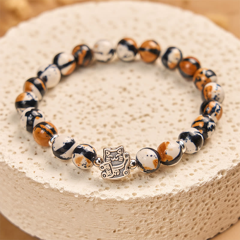 Buddha Stones925スターリングシルバー キャリコキャットストーンビーズブレスレット - image 3