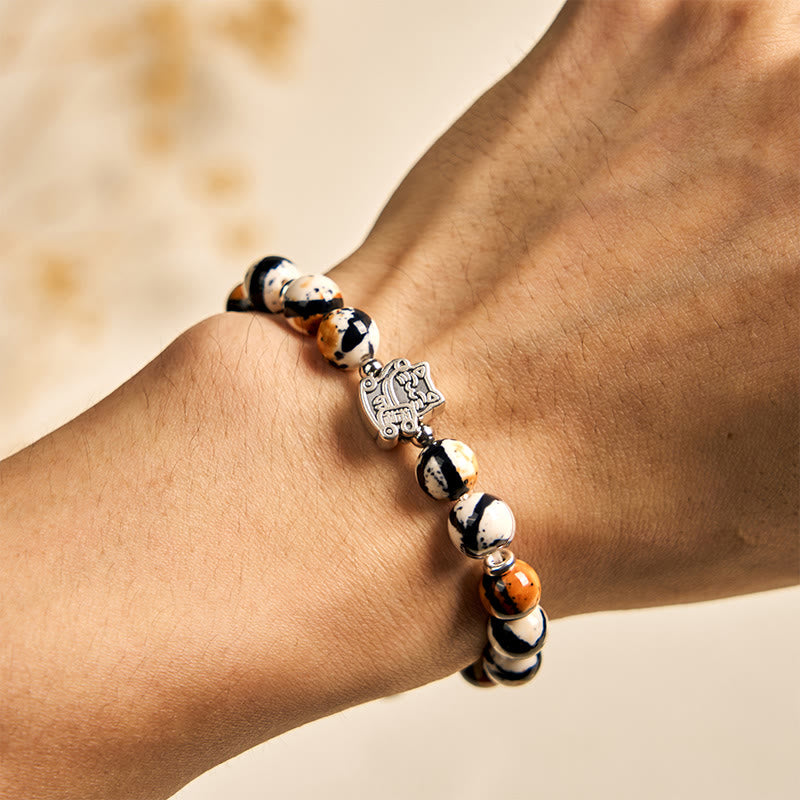 Buddha Stones925スターリングシルバー キャリコキャットストーンビーズブレスレット - image 4