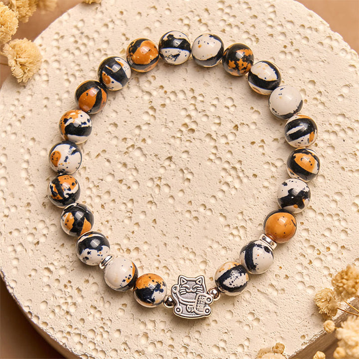 Buddha Stones925スターリングシルバー キャリコキャットストーンビーズブレスレット - image 2