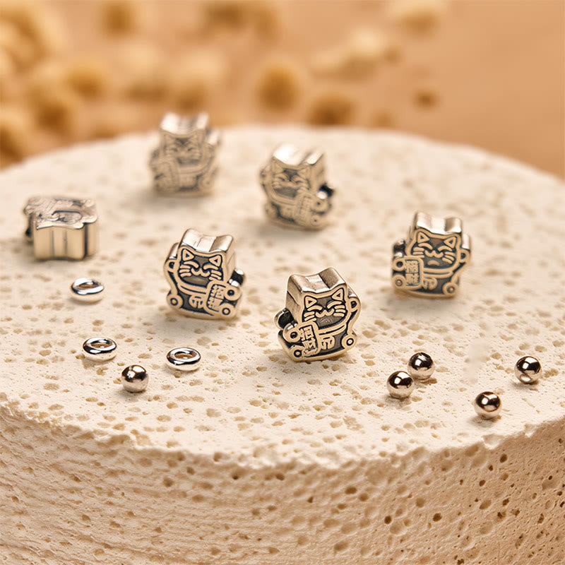 Buddha Stones 925スターリングシルバー べっ甲猫 ライトブラウン ストライプアゲート ブラックオニキス ブレスレット - image 5