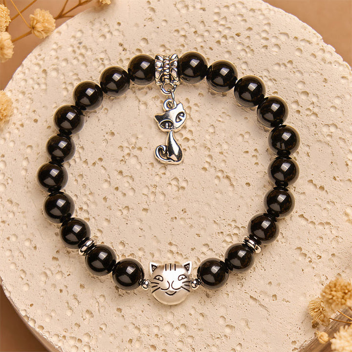 Buddha Stones黒猫 天然ブラックオニキス 子猫サポートブレスレット - image 2