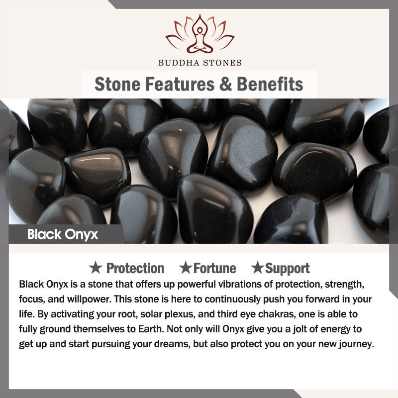 Buddha Stonesべっ甲猫 ライトブラウン ストライプアゲート ブラックオニキス守護ブレスレット - image 9