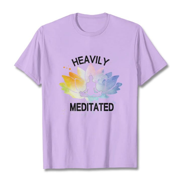 Buddha Stones、カラフルな蓮の花、瞑想の図柄コットンTシャツ - 梅 - 2XL - image 17