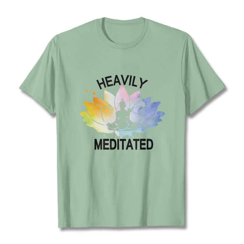 Buddha Stones、カラフルな蓮の花、瞑想の図柄コットンTシャツ - ペールグリーン - 2XL - image 15