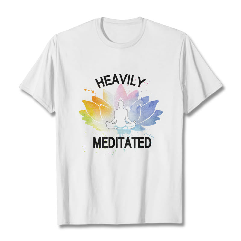 Buddha Stones、カラフルな蓮の花、瞑想の図柄コットンTシャツ - 白 - 2XL - image 6