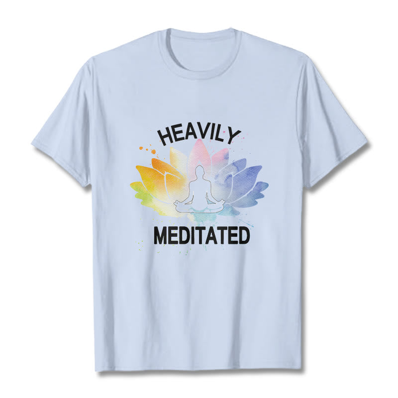 Buddha Stones、カラフルな蓮の花、瞑想の図柄コットンTシャツ - ライトシアン - 2XL - image 19