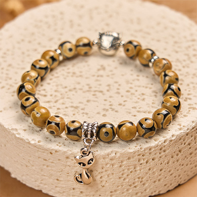 Buddha Stonesベンガル猫天然瑪瑙石内なる強さブレスレット - image 3