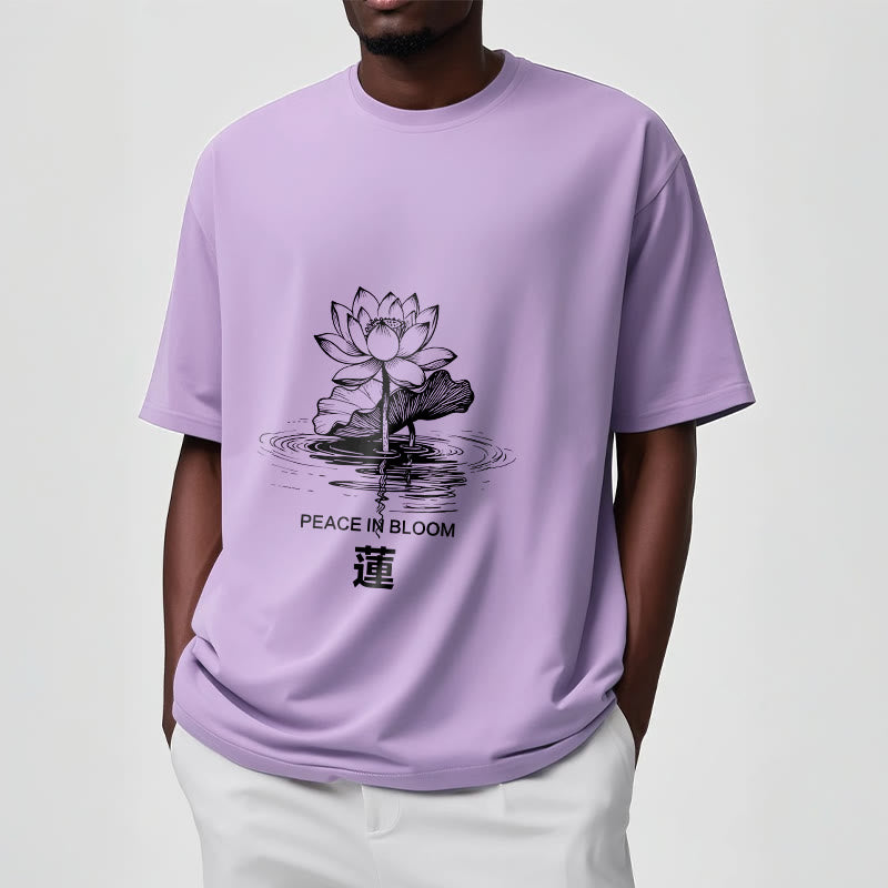 Buddha Stones、蓮の花、蓮の葉の波紋模様のTシャツ、コットンTシャツ - image 18