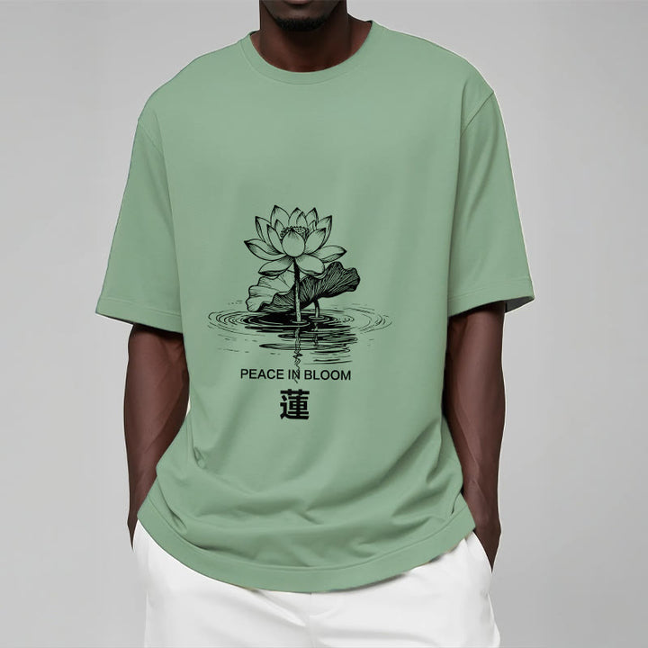 Buddha Stones、蓮の花、蓮の葉の波紋模様のTシャツ、コットンTシャツ - image 16