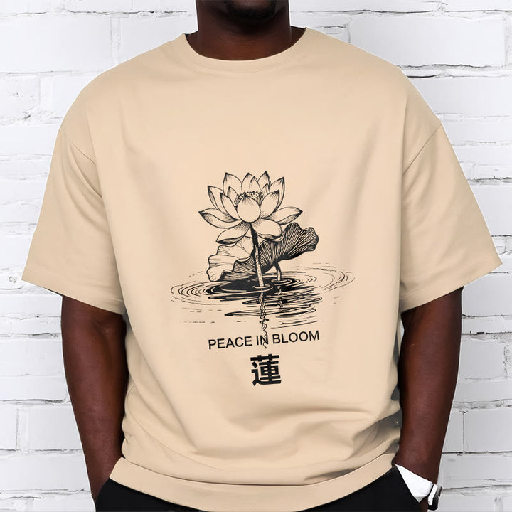 Buddha Stones、蓮の花、蓮の葉の波紋模様のTシャツ、コットンTシャツ - image 10