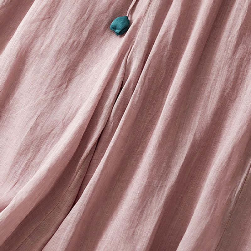 Buddha Stonesシンプルデザイン ドローストリング コットン レディース ワイドレッグパンツ ポケット付き - image 13