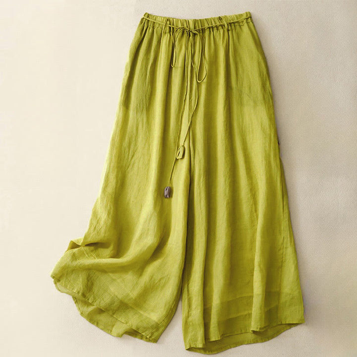 Buddha Stonesシンプルデザイン ドローストリング コットン レディース ワイドレッグパンツ ポケット付き - 黄色 - US8-10，UK/AU12-14，EU40-42 (2XL) - image 18