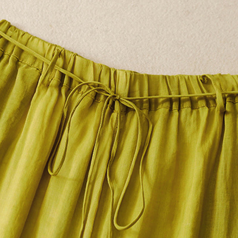 Buddha Stonesシンプルデザイン ドローストリング コットン レディース ワイドレッグパンツ ポケット付き - image 21