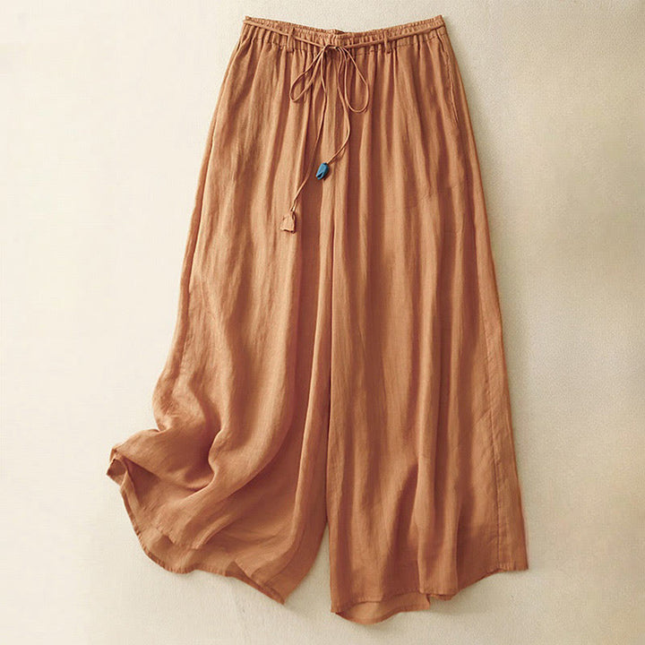 Buddha Stonesシンプルデザイン ドローストリング コットン レディース ワイドレッグパンツ ポケット付き - ダークオレンジ - US8-10，UK/AU12-14，EU40-42 (2XL) - image 23