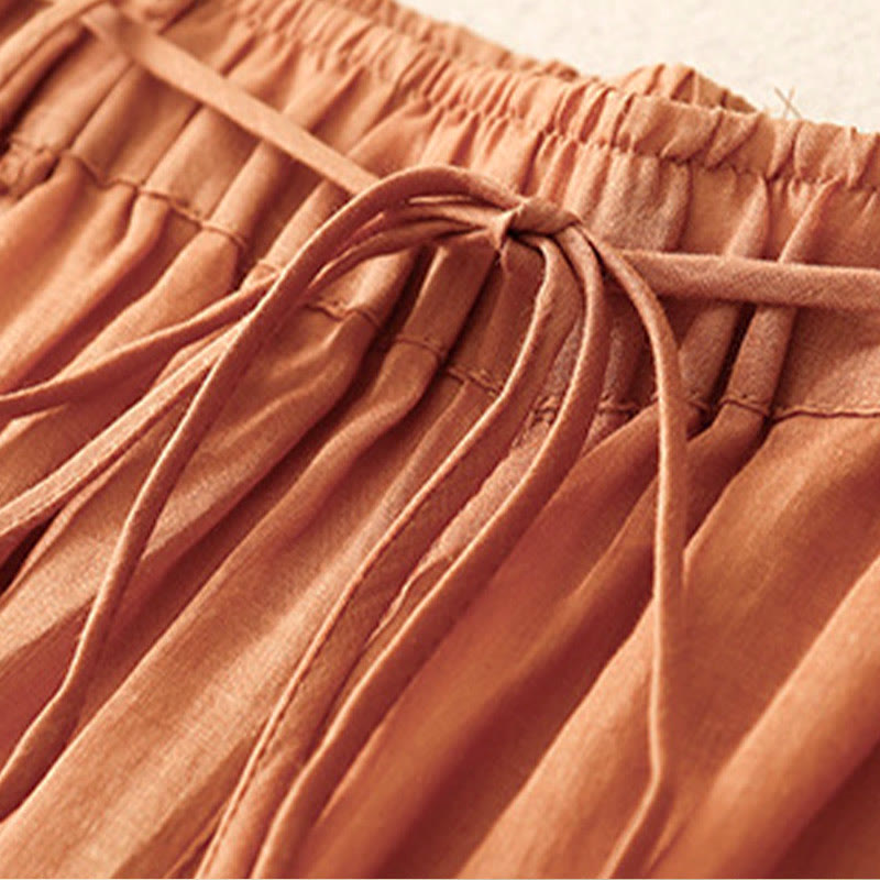 Buddha Stonesシンプルデザイン ドローストリング コットン レディース ワイドレッグパンツ ポケット付き - image 26