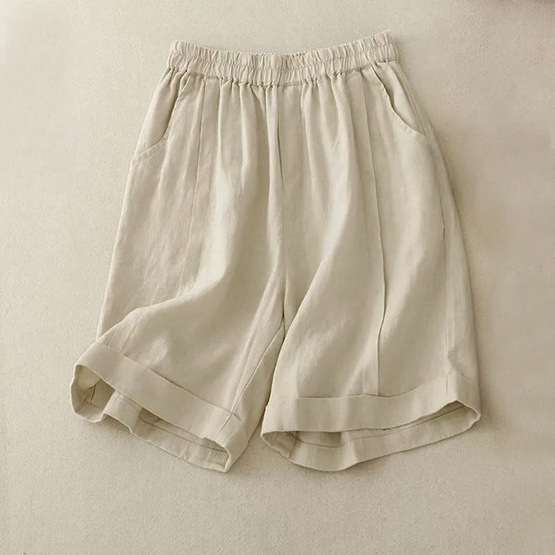 Buddha Stonesカジュアル 無地 レディース コットン ショートパンツ ポケット付き - リネン - US12、 UK/AU16、EU44（4XL） - image 6