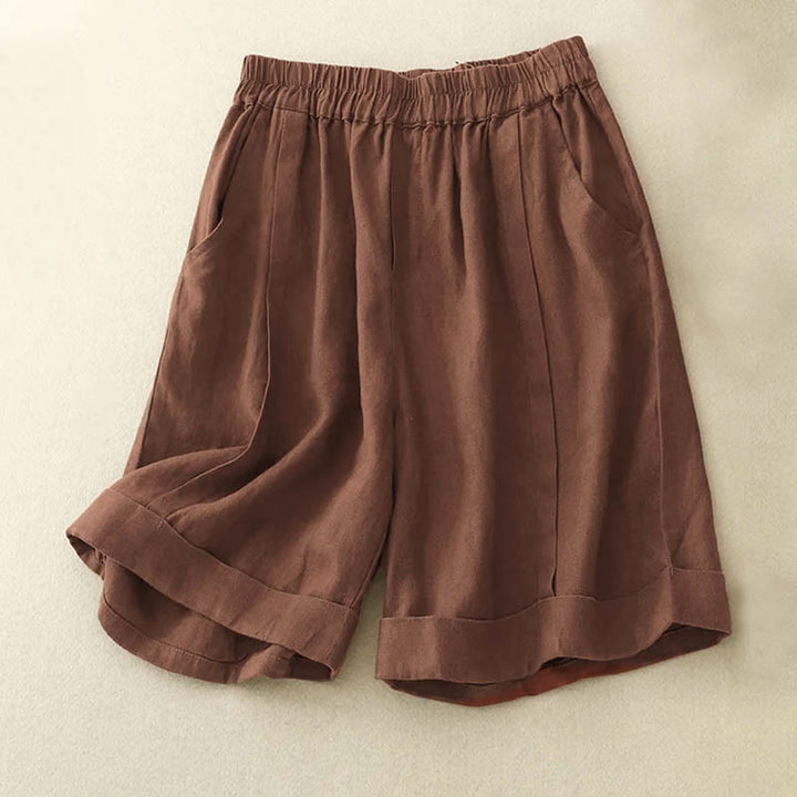 Buddha Stonesカジュアル 無地 レディース コットン ショートパンツ ポケット付き - サドルブラウン - US12、 UK/AU16、EU44（4XL） - image 14
