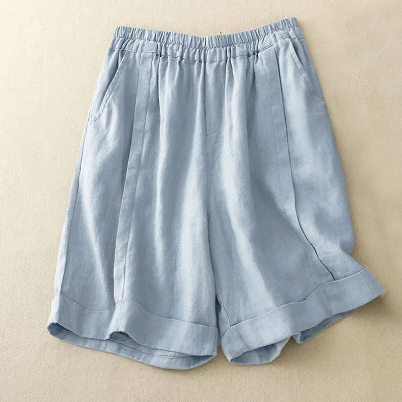 Buddha Stonesカジュアル 無地 レディース コットン ショートパンツ ポケット付き - パウダーブルー - US12、 UK/AU16、EU44（4XL） - image 19