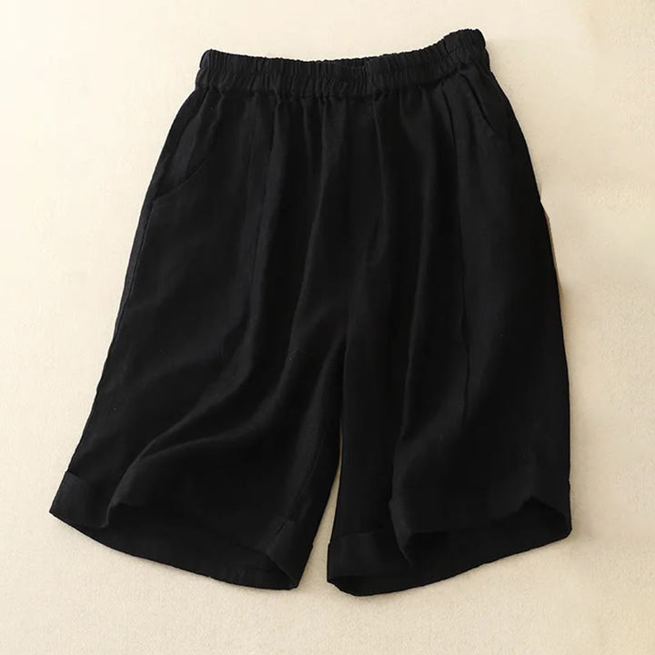 Buddha Stonesカジュアル 無地 レディース コットン ショートパンツ ポケット付き - 黒 - US12、 UK/AU16、EU44（4XL） - image 25