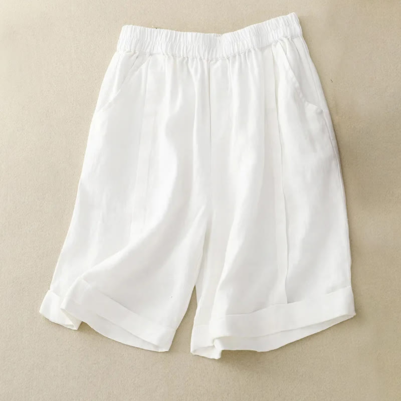 Buddha Stonesカジュアル 無地 レディース コットン ショートパンツ ポケット付き - 白 - US12、 UK/AU16、EU44（4XL） - image 31