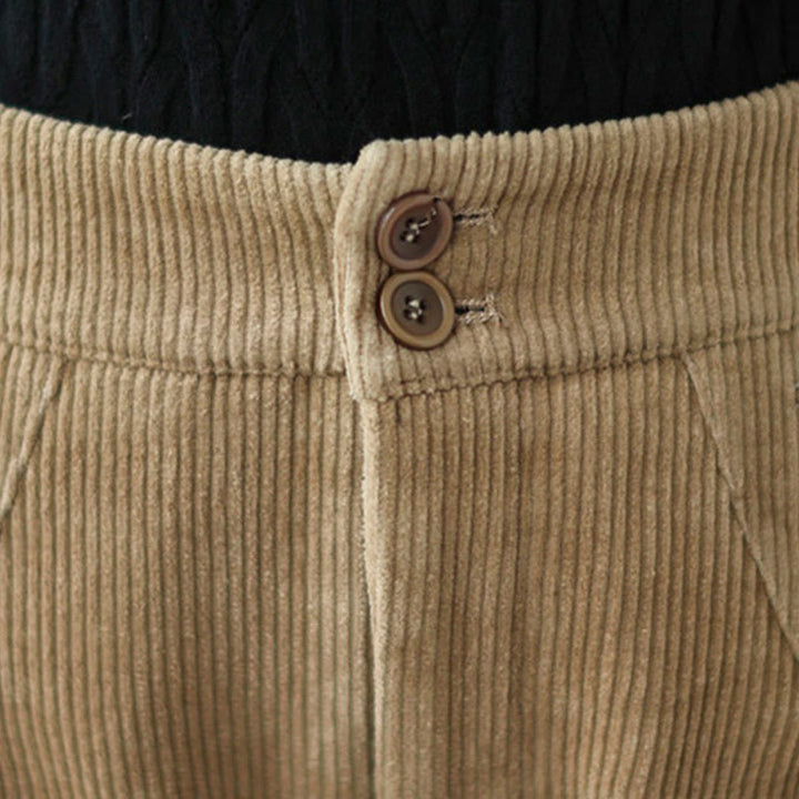 Buddha Stonesカジュアルボタン レッグオープニングデザイン レディース コットンコーデュロイパンツ ポケット付き - image 6