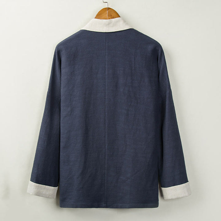Buddha Stones冬用 無地 長袖 オープンフロント ジャケット メンズ コットン 着物 - image 12