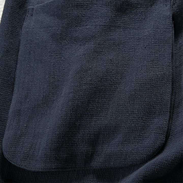 Buddha Stones純色オープンフロントジャケット メンズ コットンリネン 長袖着物 ポケット付き - image 4