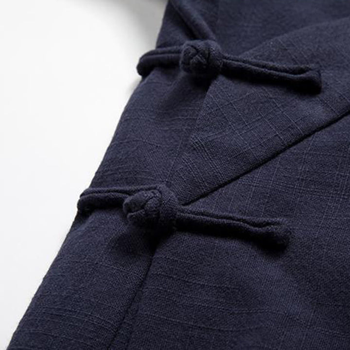 Buddha Stones中国風 カエルボタン 長袖デザイン オープンフロントジャケット メンズ コットンリネン 着物 - image 9