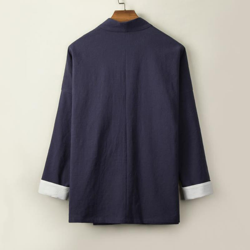 Buddha Stones中国風 カエルボタン 長袖デザイン オープンフロントジャケット メンズ コットンリネン 着物 - image 7