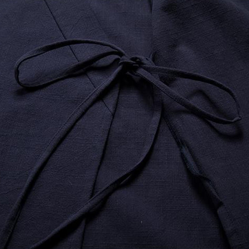 Buddha Stones中国風 カエルボタン 長袖デザイン オープンフロントジャケット メンズ コットンリネン 着物 - image 10