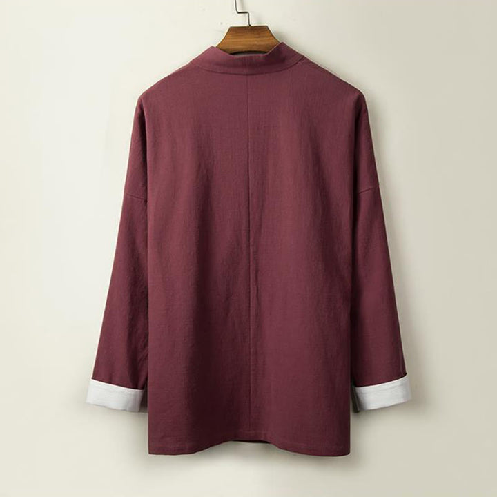 Buddha Stones中国風 カエルボタン 長袖デザイン オープンフロントジャケット メンズ コットンリネン 着物 - image 5